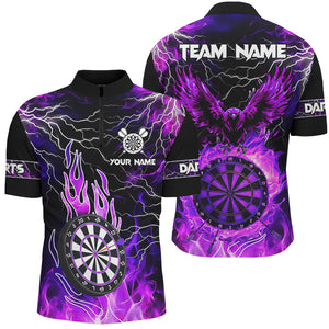 Purple Dart Board Fire Flame Custom Eagle Dart Shirts For Men, Thunder Lightning Dart Team Jerseys TDM2877