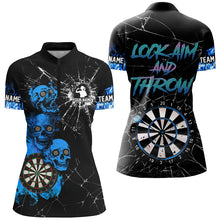 Load image into Gallery viewer, Look Aim And Throw Smoke Skull Custom Break Glass Pattern Women Dart Shirts Funny Saying Dart Jerseys TDM2878