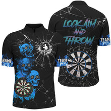 Load image into Gallery viewer, Look Aim And Throw Smoke Skull Custom Break Glass Pattern Men Dart Shirts Funny Saying Dart Jerseys TDM2878