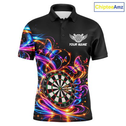 Glowing Funny Butterfly Darts Shirt For Men Custom Colorful Darts Team Jersey, Darts Gifts TDM8033