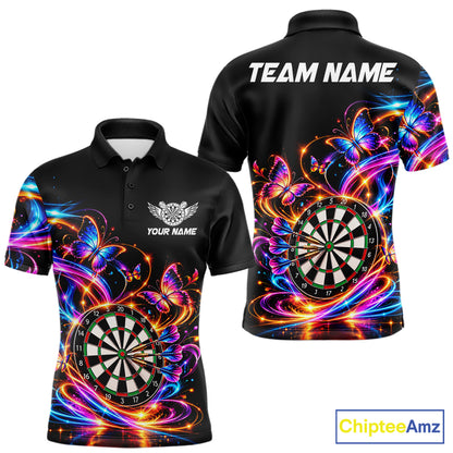 Glowing Funny Butterfly Darts Shirt For Men Custom Colorful Darts Team Jersey, Darts Gifts TDM8033