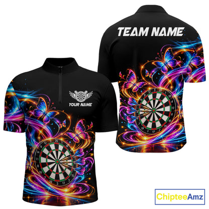 Glowing Funny Butterfly Darts Shirt For Men Custom Colorful Darts Team Jersey, Darts Gifts TDM8033