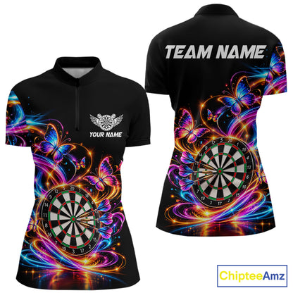 Glowing Funny Butterfly Darts Shirt For Women Custom Colorful Darts Team Jersey, Darts Gifts TDM8033