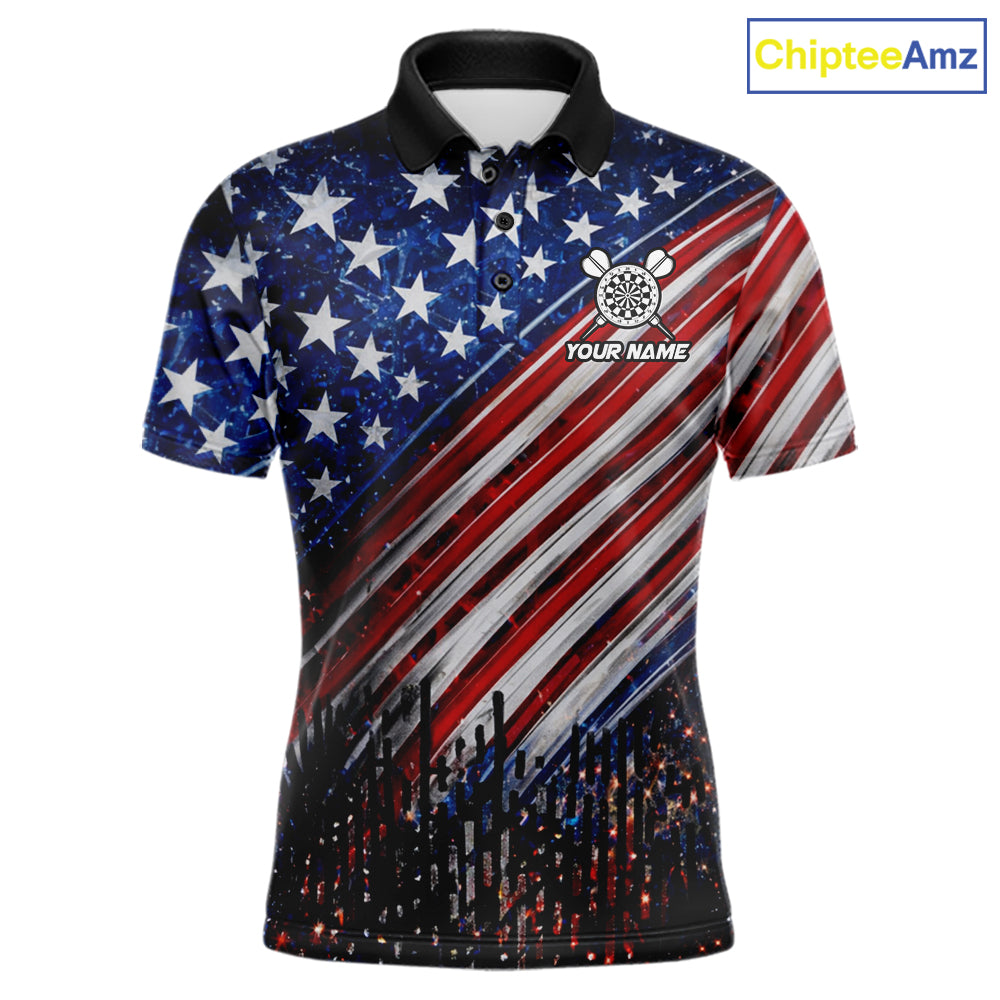 American Flag Aim Shoot Swear Repeat Darts Shirts For Men Custom Darts Team Jersey Polo & 1/4 Zip TDM8039