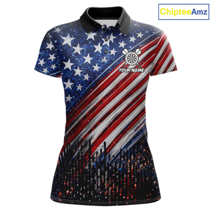 American Flag Aim Shoot Swear Repeat Darts Shirts For Women Custom Darts Team Jersey Polo & 1/4 Zip TDM8039