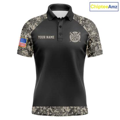 Personalized Retro Camo US Flag Darts Shirt For Men, Vintage Darts Team Jersey Polo & 1/4 Zip TDM8040
