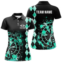 Load image into Gallery viewer, Custom Turquoise Grunge Dartboard Argyle Pattern Dart Shirts For Women, Best Darts Team Jerseys  TDM3343