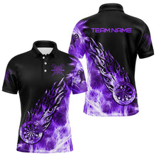 Load image into Gallery viewer, Black And Purple Light Icy Men Darts Polo &amp; Quarter Zip Custom Dart Shirts For Team Dart Jerseys TDM3346