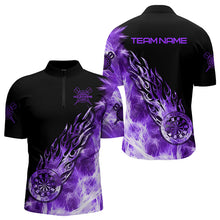 Load image into Gallery viewer, Black And Purple Light Icy Men Darts Polo &amp; Quarter Zip Custom Dart Shirts For Team Dart Jerseys TDM3346