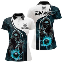 Load image into Gallery viewer, Blue Cyan Death Skeleton 3D  Billiard Shirts For Women Custom Lightning 8 Ball Pool Billiard Jerseys TDM3347