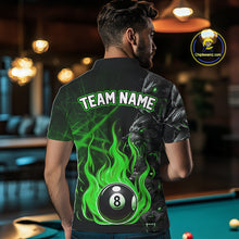 Load image into Gallery viewer, Personalized Wolf Flaming 8 Ball Pool Fire Men Billiard Shirts Team League Billiard Jerseys |Green TDM5596