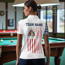 Load image into Gallery viewer, Grunge American Flag 8 Ball Billiard Shirt For Women Custom Patriotic Pool Team Jersey Polo, 1/4 Zip TDM5597