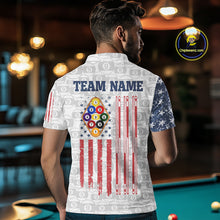 Load image into Gallery viewer, Grunge American Flag 9 Ball Billiard Shirt For Men Custom Patriotic Pool Team Jersey Polo, 1/4 Zip TDM5598