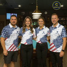 Load image into Gallery viewer, Grunge American Flag 9 Ball Billiard Shirt For Women Custom Patriotic Pool Team Jersey Polo, 1/4 Zip TDM5598
