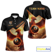 Load image into Gallery viewer, Orange 8 Ball Flame Phoenix Billiard Shirt For Men Custom Pool Team Jersey Polo &amp; Quarter Zip TDM5603