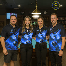 Load image into Gallery viewer, Blue 8 Ball Flame Phoenix Billiard Shirt For Women Custom Pool Team Jersey Polo &amp; Quarter Zip TDM5604