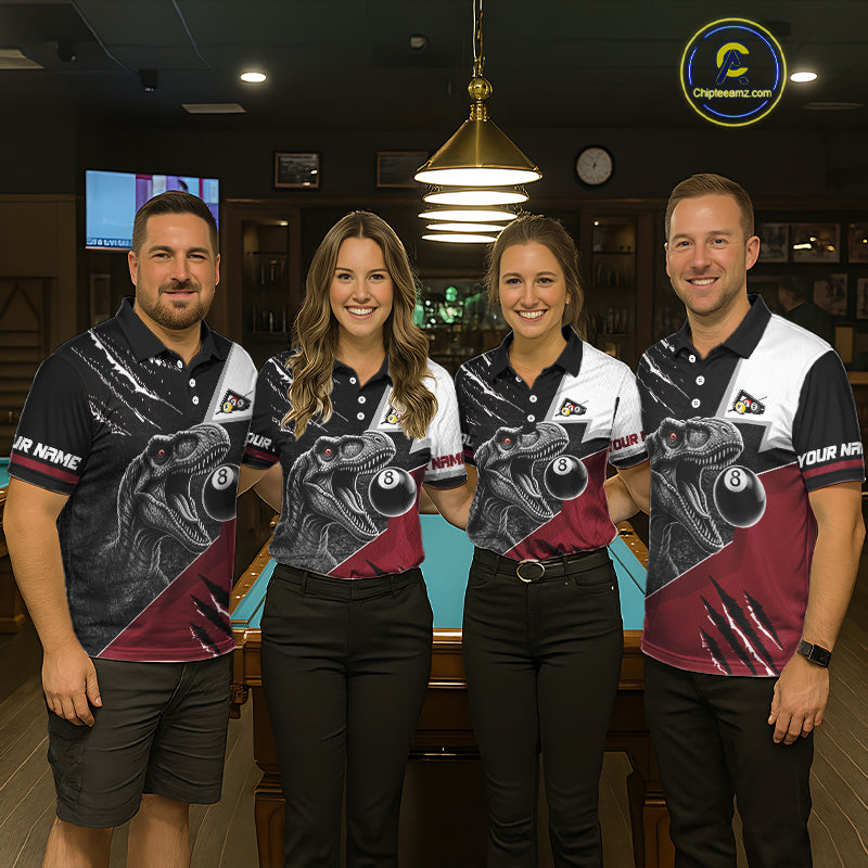 Personalized 8 Ball Pool Sauropod Billiard Shirts For Men Custom Billiard Team Jerseys |Red TDM5606