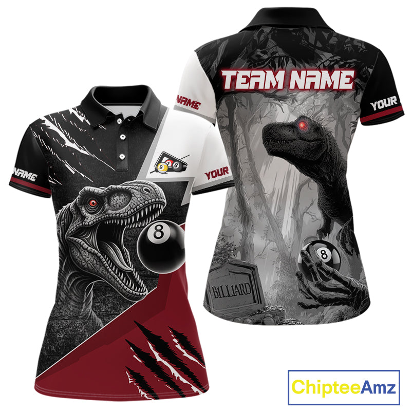 Personalized 8 Ball Pool Sauropod Billiard Shirts For Women Custom Billiard Team Jerseys |Red TDM5606