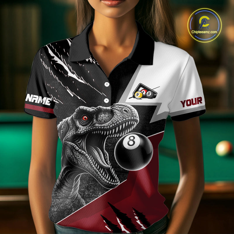 Personalized 8 Ball Pool Sauropod Billiard Shirts For Women Custom Billiard Team Jerseys |Red TDM5606