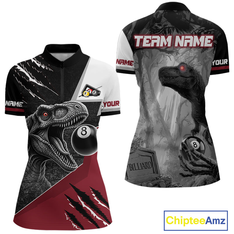 Personalized 8 Ball Pool Sauropod Billiard Shirts For Women Custom Billiard Team Jerseys |Red TDM5606