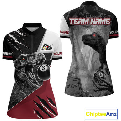 Personalized 8 Ball Pool Sauropod Billiard Shirts For Women Custom Billiard Team Jerseys |Red TDM5606