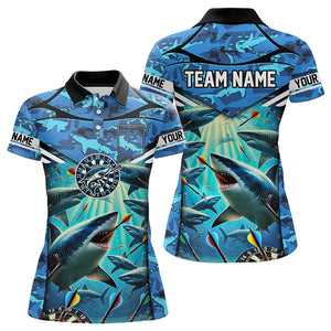 Blue 3D Shark Custom Ocean Camo Darts Shirts For Women Custom Dart Jersey TDM3515