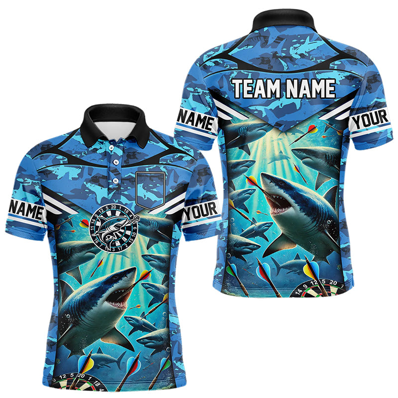 Blue 3D Shark Custom Ocean Camo Darts Shirts For Men Custom Dart Jersey TDM3515