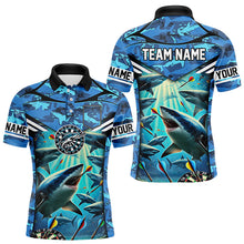 Load image into Gallery viewer, Blue 3D Shark Custom Ocean Camo Darts Shirts For Men Custom Dart Jersey TDM3515