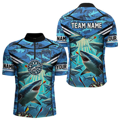 Blue 3D Shark Custom Ocean Camo Darts Shirts For Men Custom Dart Jersey TDM3515