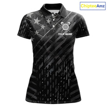 Load image into Gallery viewer, Black US Flag Dartboard Fire Darts Shirt For Women Custom Darts Jersey Team Polo &amp; 1/4 Zip TDM5978
