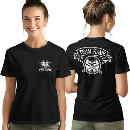 Billiard Skull Crossed Pool Cue T- Shirts Custom Billiard Shirts For Team Pool Player TDM3940