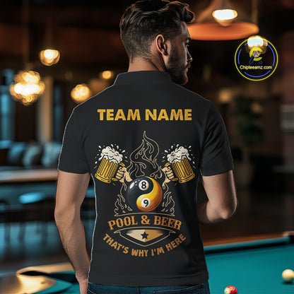 Funny DNA Yin-Yang Billiard Shirt For Men Custom Pool & Beer That's Why I'm Here Billiard Jersey TDM6446