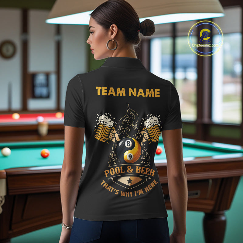 Funny DNA Yin-Yang Billiard Shirt For Women Custom Pool & Beer That's Why I'm Here Billiard Jersey TDM6446