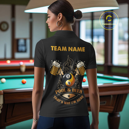 Funny DNA Yin-Yang Billiard Shirt For Women Custom Pool & Beer That's Why I'm Here Billiard Jersey TDM6446