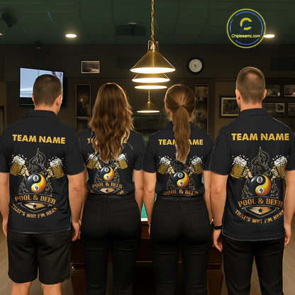 Funny DNA Yin-Yang Billiard Shirt For Men Custom Pool & Beer That's Why I'm Here Billiard Jersey TDM6446