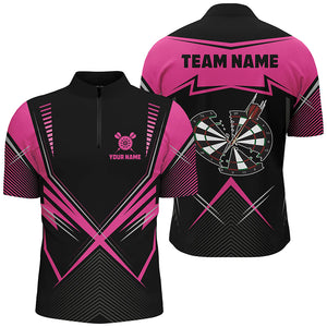 Funny Crack Darts Board Custom Darts Polo & Quarter-Zip Shirts For Men, Pink Darts Team Jersey TDM1724