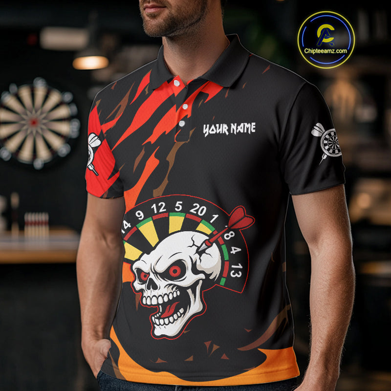 Funny Skull Dart Shirts With Pocket Option For Men Custom Dart Team Jersey TDM4098