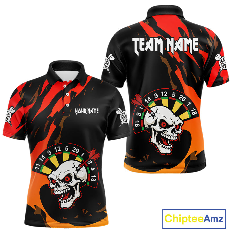 Funny Skull Dart Shirts With Pocket Option For Men Custom Dart Team Jersey TDM4098