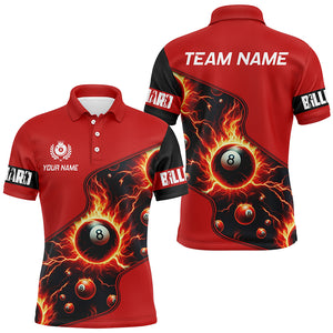 Personalized Red 8 Ball Fire 3D Printed Men Billiard Shirts Custom Billiard Jersey For Pool Player TDM1935