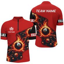 Load image into Gallery viewer, Personalized Red 8 Ball Fire 3D Printed Men Billiard Shirts Custom Billiard Jersey For Pool Player TDM1935