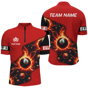 Personalized Red 8 Ball Fire 3D Printed Men Billiard Shirts Custom Billiard Jersey For Pool Player TDM1935