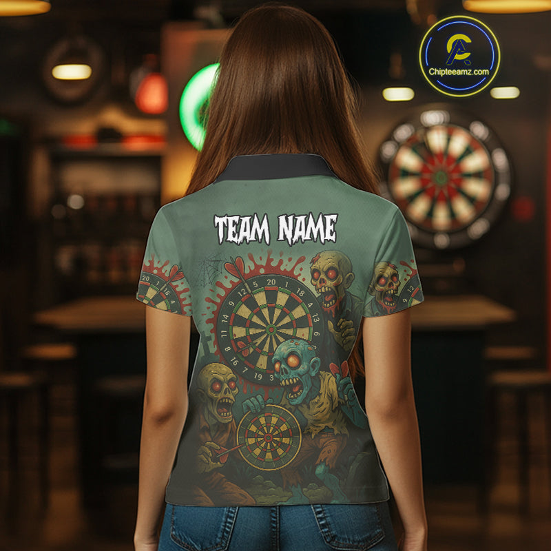 Funny Zombie Darts Shirt For Women Custom Darts Jerseys Team Polo & Quarter Zip, Darts Gifts TDM4282