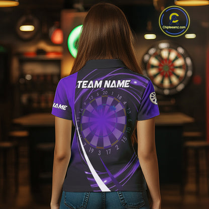 Black And Purple Dart Shirt With Pocket Option For Women Custom Dart Jersey TDM4284