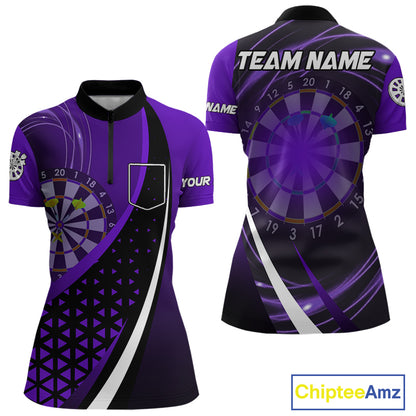 Black And Purple Dart Shirt With Pocket Option For Women Custom Dart Jersey TDM4284