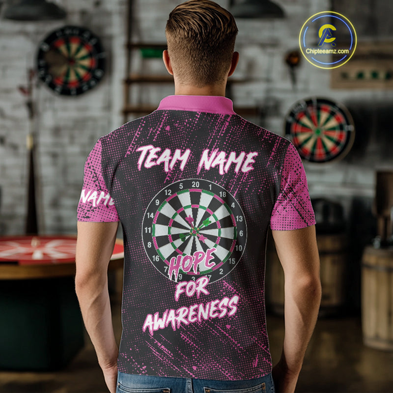 Aim With Heart Pink Ribbon Darts Shirt For Men Custom Breast Cancer Awareness Darts Jersey TDM4469