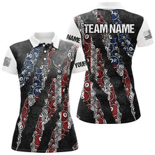 Load image into Gallery viewer, Grunge American Flag 8 Ball Pattern Custom Billiard Shirts For Women, Patriotic Billiard Jerseys TDM2399