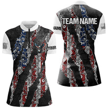 Load image into Gallery viewer, Grunge American Flag 8 Ball Pattern Custom Billiard Shirts For Women, Patriotic Billiard Jerseys TDM2399