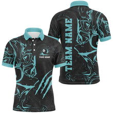 Load image into Gallery viewer, Personalized Black And Turquoise Grunge Billiard Polo, 1/4 Zip Shirts For Men, Billiard Jerseys TDM2400