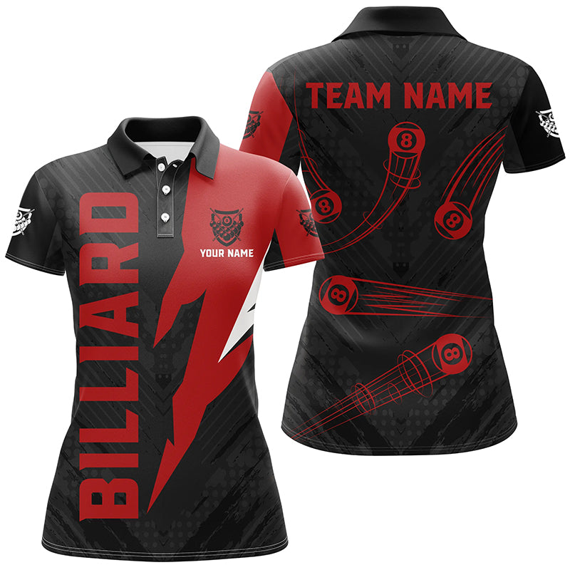 Personalized Billiard Tournament Jerseys For Women, Best 8 Ball Pool Billiard Shirts For Team |Red TDM2401