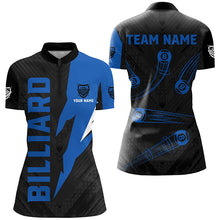 Load image into Gallery viewer, Personalized Billiard Tournament Jerseys For Women, Best 8 Ball Pool Billiard Shirts For Team |Blue TDM2402